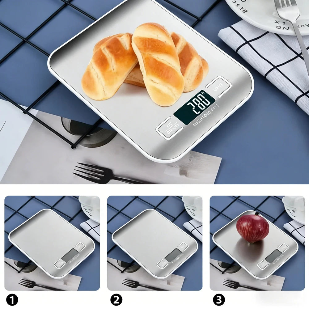 Digital Kitchen Scale – Stainless Steel, LED Display