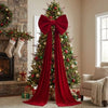 Oversized Velvet Christmas Tree Topper Bow – Long Cascading Tails