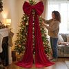 Oversized Velvet Christmas Tree Topper Bow – Long Cascading Tails
