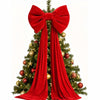 Oversized Velvet Christmas Tree Topper Bow – Long Cascading Tails