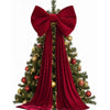 Oversized Velvet Christmas Tree Topper Bow – Long Cascading Tails