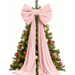 Oversized Velvet Christmas Tree Topper Bow – Long Cascading Tails