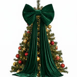 Oversized Velvet Christmas Tree Topper Bow – Long Cascading Tails